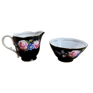Paragon Sugar & Creamer Black floral